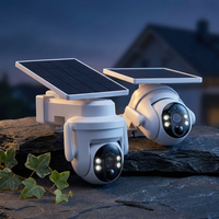 2K Solar Security Wireless Camera Outdoor, 2 Pack 2.4Ghz Wifi Battery Camera, 355° View Pan/Tilt Solar Camera with PIR Alarm, 2-Way Audio, Color Night Vision, IP65 Waterproof, Cloud & SD Storage — Studio Shot