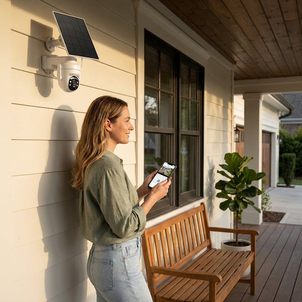 Solar Security Cameras Designed for Wireless Outdoor Monitoring, 2K Resolution, 355° Pan Tilt, PIR Alarm, 2-Pack