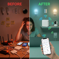 Smart Multi-Mode Gateway, Zigbee 3.0 & Bluetooth Mesh Hub, Tuya Smart Life App Control, Compatible with Alexa & Google Home, 2.4Ghz Wireless Bridge (White) — Before & After