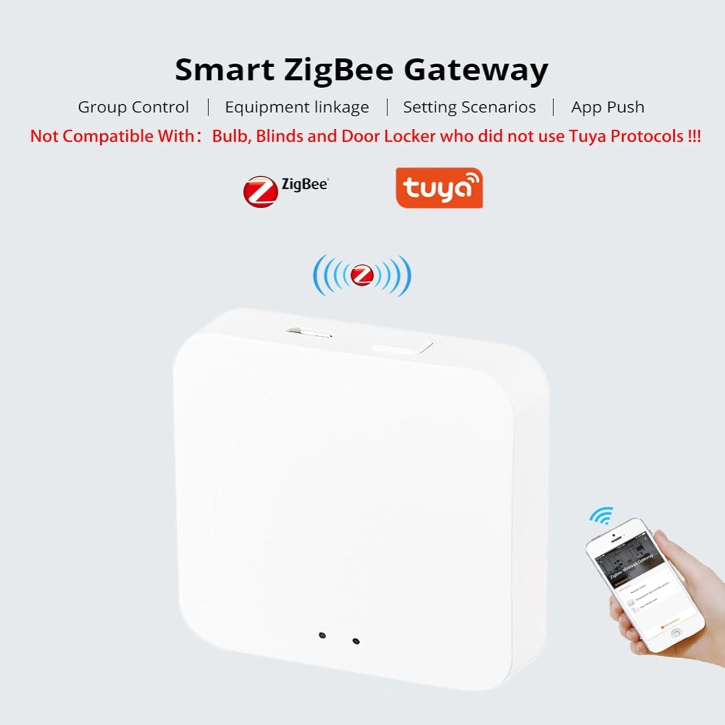 Zigbee 3.0 Hub Wifi & Bluetooth Dual Mode Gateway, Only for Tuya Product Smart Home Bridge Wireless Remote Controller,Intelligent Bridge Wireless Smart Home Gateway Voice Control via Alexa,Google Home
