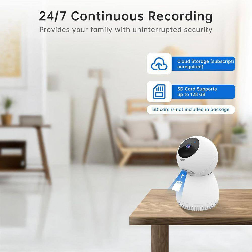 Wired Smart Outdoor Plug-In Security Camera with Night Vision, 24/7 Recording